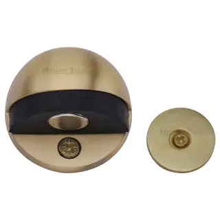 V1080 MAG-SB Heritage Brass Round Shielded Floor Mounted Magnetic Door Stop Satin Brass finish