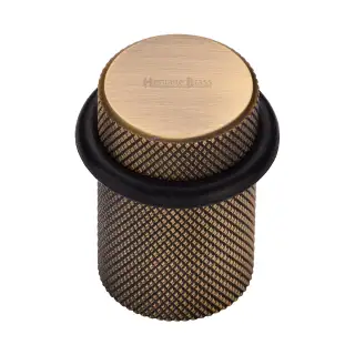 V1085-AT Heritage Brass Round Door Stop Knurled Antique Brass finish