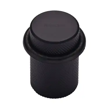 Click Here To Enlarge This Photo Of V1085-BKMT Heritage Brass Round Door Stop Knurled Matt Black finish