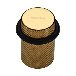 V1085-PB Heritage Brass Round Door Stop Knurled Polished Brass finish