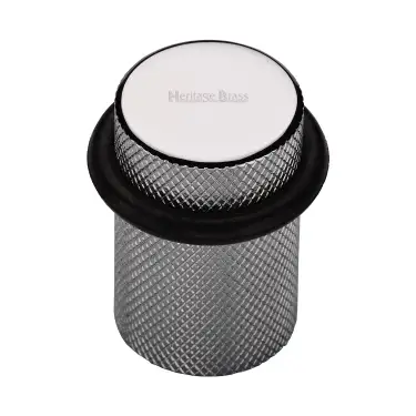 Click Here To Enlarge This Photo Of V1085-PC Heritage Brass Round Door Stop Knurled Polished Chrome finish