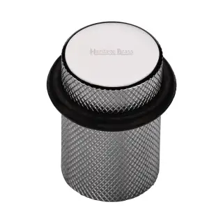 V1085-PC Heritage Brass Round Door Stop Knurled Polished Chrome finish