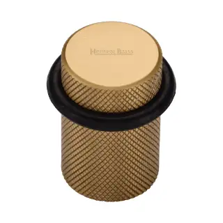 V1085-SB Heritage Brass Round Door Stop Knurled Satin Brass finish