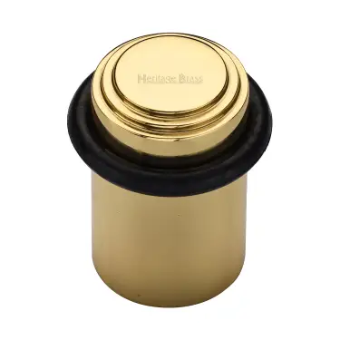Click Here To Enlarge This Photo Of V1086-PB Heritage Brass Round Door Stop Stepped Polished Brass finish