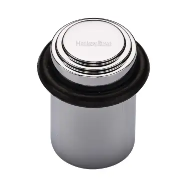 Click Here To Enlarge This Photo Of V1086-PC Heritage Brass Round Door Stop Stepped Polished Chrome finish