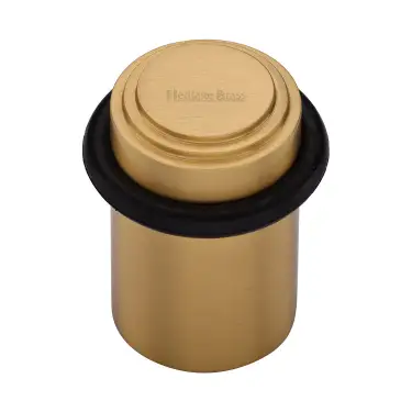Click Here To Enlarge This Photo Of V1086-SB Heritage Brass Round Door Stop Stepped Satin Brass finish