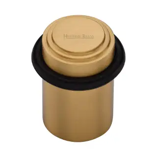 V1086-SB Heritage Brass Round Door Stop Stepped Satin Brass finish