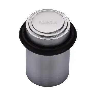 Click Here To Enlarge This Photo Of V1086-SC Heritage Brass Round Door Stop Stepped Satin Chrome finish