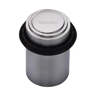 V1086-SC Heritage Brass Round Door Stop Stepped Satin Chrome finish