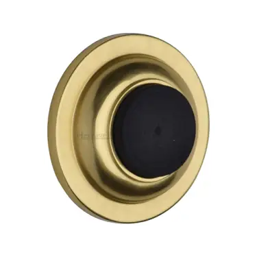 Click Here To Enlarge This Photo Of V1194-ULB Heritage Brass Wall Mounted Door Stop Buffer Unlacquered Finish