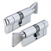 V5EP70CBLSC - Zoo Hardware Vier V5 Euro Profile 70mm &lpar;35&sol;35&rpar; Cylinder Turn with Coin Release Satin Chrome