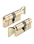 V5EP80CTPBE - Zoo Hardware Vier V5 Euro Profile Cylinder & Turn 80mm &lpar;40&sol;40T&rpar; Polished Brass