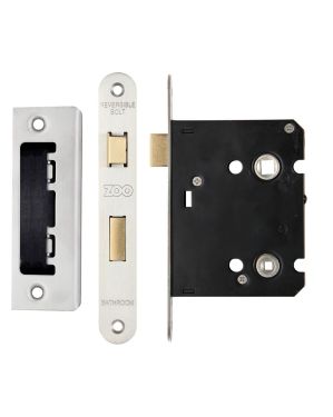 Click Here To Enlarge This Photo Of ZBC76RSS - Zoo Hardware Contract Residential Bathroom Lock 76mm &lpar;57mm Backset&rpar; Radius Forends Satin Stainless Steel
