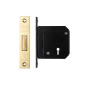 ZBSCD80PVD - Zoo Hardware British Standard 5 Lever Deadlock - 80mm c&sol;w Esc - Chubb Retro Fit 3G114 Polished Brass