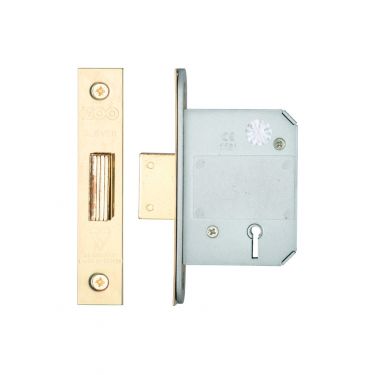 Click Here To Enlarge This Photo Of ZBSD64PVD - Zoo Hardware British Standard 5 Lever Deadlock 64mm &lpar;45mm Backset&rpar; Polished Brass