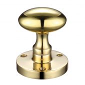 ZCB34 - Zoo Hardware Oval Mortice Knobs &lpar;Sprung&rpar; 60&period;5mm Rose dia&period; Polished Brass