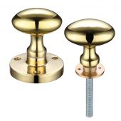 ZCB34R - Zoo Hardware Oval Rim Knobs &lpar;Unsprung&rpar; 60&period;5mm Rose dia&period; Polished Brass