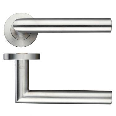 Click Here To Enlarge This Photo Of ZCS010SS - Zoo Hardware 19mm Mitred Lever on Round Rose &lpar;Grade 304&rpar; Satin Stainless Steel