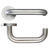 ZCS030SS316 - Zoo Hardware 19mm Return to Door Safety Lever on Round Rose &lpar;Grade 316&rpar; Satin Stainless Steel