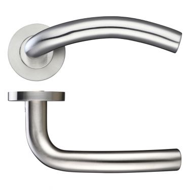Click Here To Enlarge This Photo Of ZCS040SS - Zoo Hardware 19mm Arched Lever on Round Rose &lpar;Grade 304&rpar; Satin Stainless Steel