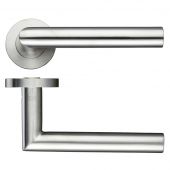 ZCS050SS - Zoo Hardware 19mm Oval Mitred Lever on Round Rose &lpar;Grade 304&rpar; Satin Stainless Steel