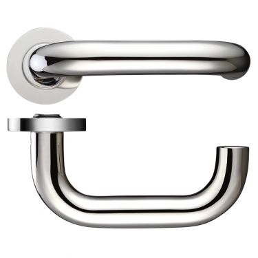 Click Here To Enlarge This Photo Of ZCS080PS - Zoo Hardware 22mm Return to Door Safety Lever on Round Rose &lpar;Grade 304&rpar; Polished Stainless Steel