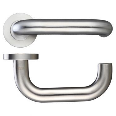 Click Here To Enlarge This Photo Of ZCS080SS - Zoo Hardware 22mm Return to Door Safety Lever on Round Rose &lpar;Grade 304&rpar; Satin Stainless Steel