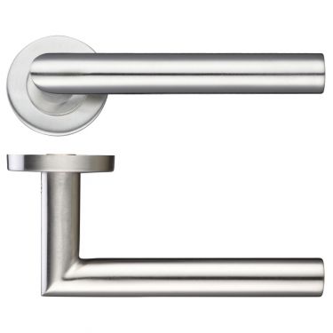 Click Here To Enlarge This Photo Of ZCS2010SS - Zoo Hardware 19mm Mitred Lever on Round Rose &lpar;Grade 201&rpar; Satin Stainless Steel