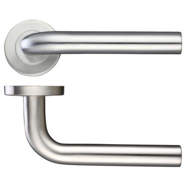 Click Here To Enlarge This Photo Of ZCS2020SS - Zoo Hardware 19mm Radius Lever on Round Rose &lpar;Grade 201&rpar; Satin Stainless Steel