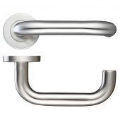 ZCS2030SS - Zoo Hardware 19mm Return to Door Safety Lever on Round Rose &lpar;Grade 201&rpar; Satin Stainless Steel