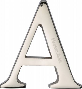 Click Here To Enlarge This Photo Of C1565 2 A-PNF Heritage Brass Alphabet A Pin Fix 51mm &lpar;2"&rpar; Polished Nickel Finish