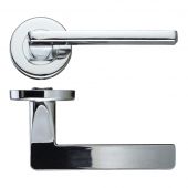 ZCZ010CP Zoo Hardware Stanza 'Leon' Lever Handles on Round Push on Rose - Polished Chrome &lpar;Contract Range&rpar;