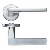 ZCZ010SC Zoo Hardware Stanza 'Leon' Lever Handles on Round Push on Rose - Satin Chrome &lpar;Contract Range&rpar;