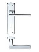 ZCZ011CP Zoo Hardware Stanza 'Leon' Lock Lever Handles &lpar;57mm c&sol;c&rpar; on Backplate &lpar;170mm x 40mm&rpar; Polished Chrome &lpar;Contract Range&rpar;