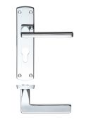 ZCZ011EPCP Zoo Hardware Stanza 'Leon' Euro Profile Lock Lever Handles &lpar;47&period;5mm c&sol;c&rpar; on Backplate &lpar;170mm x 40mm&rpar; Polished Chrome &lpar;Contract Range&rpar;