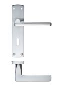 ZCZ011SC Zoo Hardware Stanza 'Leon' Lock Lever Handles &lpar;57mm c&sol;c&rpar; on Backplate &lpar;170mm x 40mm&rpar; Satin Chrome &lpar;Contract Range&rpar;