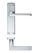 ZCZ012SC Zoo Hardware Stanza 'Leon' Latch Lever Handles on Backplate &lpar;170mm x 40mm&rpar; Satin Chrome &lpar;Contract Range&rpar;