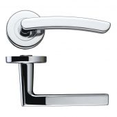 ZCZ020CP Zoo Hardware Stanza 'Santiago' Lever Handles on Round Push on Rose - Polished Chrome &lpar;Contract Range&rpar;