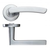 ZCZ020SC Zoo Hardware Stanza 'Santiago' Lever Handles on Round Push on Rose - Satin Chrome &lpar;Contract Range&rpar;