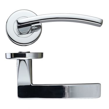 Click Here To Enlarge This Photo Of ZCZ030CP Zoo Hardware Stanza 'Toledo' Lever Handles on Round Push on Rose - Polished Chrome &lpar;Contract Range&rpar;