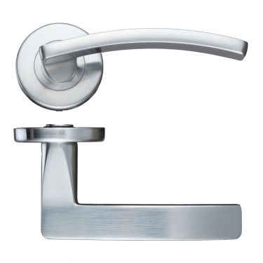 Click Here To Enlarge This Photo Of ZCZ030SC Zoo Hardware Stanza 'Toledo' Lever Handles on Round Push on Rose - Satin Chrome &lpar;Contract Range&rpar;