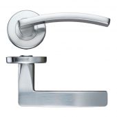 ZCZ030SC Zoo Hardware Stanza 'Toledo' Lever Handles on Round Push on Rose - Satin Chrome &lpar;Contract Range&rpar;