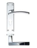 ZCZ031EPCP Zoo Hardware Stanza 'Toledo' Lever Euro Lock &lpar;47&period;5mm c&sol;c&rpar; Handles on Backplate &lpar;170mm x 40mm&rpar; Polished Chrome &lpar;Contract Range&rpar;