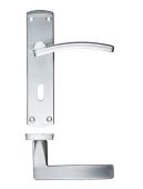 ZCZ031SC Zoo Hardware Stanza 'Toledo' Lock Lever Handles &lpar;57mm c&sol;c&rpar; on Backplate &lpar;170mm x 40mm&rpar; Satin Chrome &lpar;Contract Range&rpar;