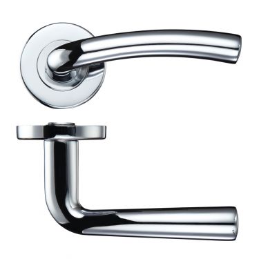 Click Here To Enlarge This Photo Of ZCZ050CP Zoo Hardware Stanza 'Seville' Lever Handles on Round Push on Rose - Polished Chrome &lpar;Contract Range&rpar;