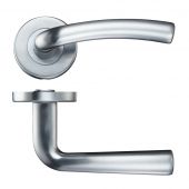 ZCZ050SC Zoo Hardware Stanza 'Seville' Lever Handles on Round Push on Rose - Satin Chrome &lpar;Contract Range&rpar;