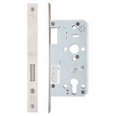 ZDL0055SS - Zoo Hardware Din Euro Profile Deadlock - 55mm Backset &lpar;Square&rpar; Satin Stainless Steel