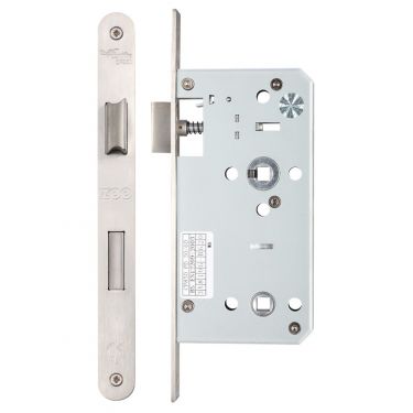 Click Here To Enlarge This Photo Of ZDL7855RSS - Zoo Hardware Din Bathroom Lock - 78mm c&sol;c - Backset 55mm &lpar;Radius&rpar; Satin Stainless Steel