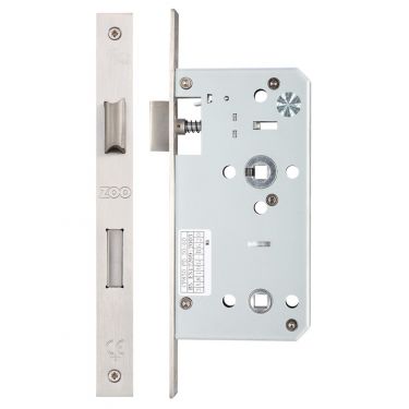 Click Here To Enlarge This Photo Of ZDL7855SS - Zoo Hardware Din Bathroom Lock - 78mm c&sol;c - Backset 55mm &lpar;Square&rpar; Satin Stainless Steel