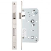 ZDL7855SS - Zoo Hardware Din Bathroom Lock - 78mm c&sol;c - Backset 55mm &lpar;Square&rpar; Satin Stainless Steel